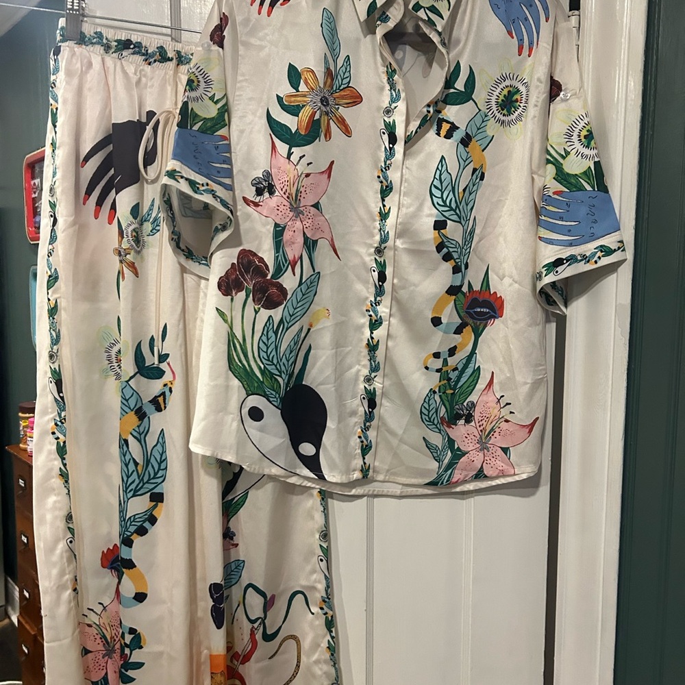 Commense Cream Floral Print lounge set S